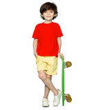 Red cotton half-sleeve t-shirt for boys on display