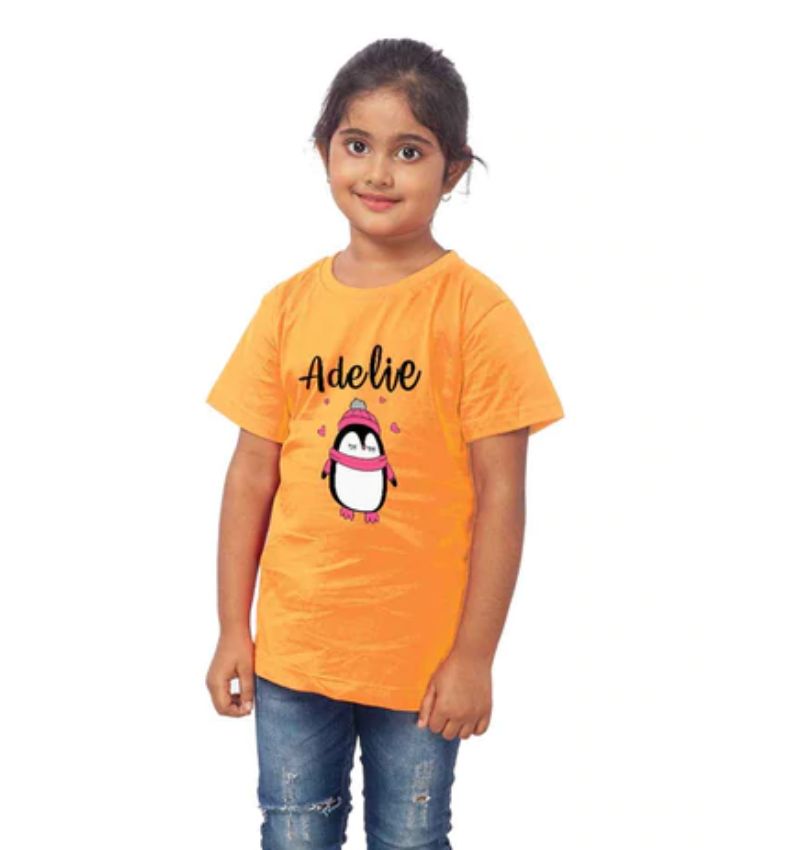 Mustard girls' half sleeve cotton Adelie T-shirt, soft and durable for casual wear