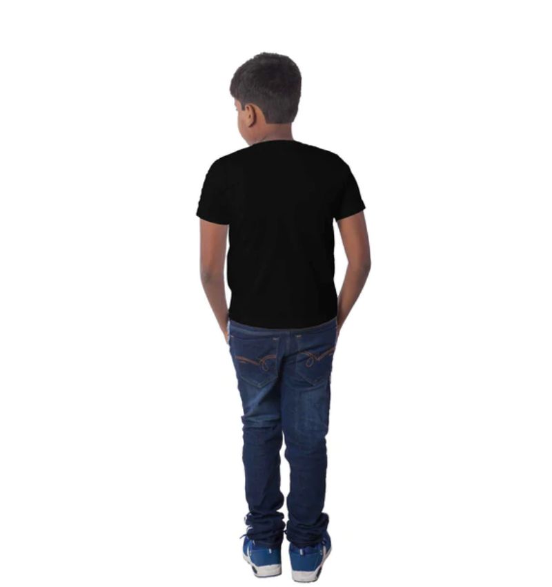Boys cotton half-sleeve T-shirt (black), cool design for casual wear