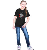 Girls cotton half sleeve black Rowdy baby T-shirt, round neck, suitable for girls' clothing