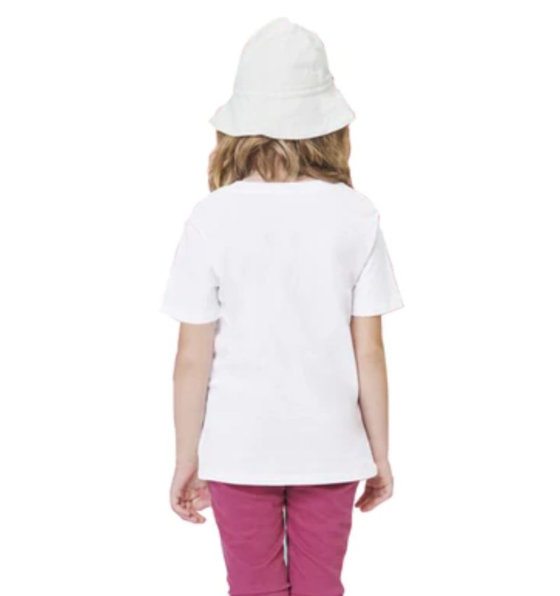 Girls cotton baby shark half sleeve t-shirt white, fun oceanic design for girls fashion