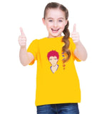 Yellow cotton girls' Akashi half-sleeve t-shirt, casual round neck wear for young ladies