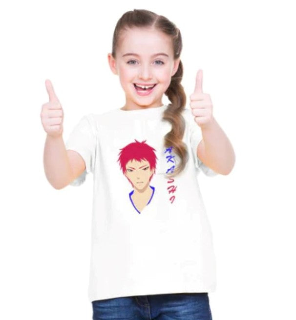 Girls cotton Akashi half sleeve t-shirt white, casual wear for girls in everyday life