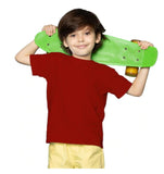 Maroon cotton boys half-sleeve t-shirt, comfortable casual wear for active play