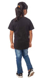 Black cotton half-sleeve drama queen T-shirt for girls on hanger
