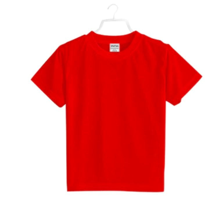 Boys cotton plain half sleeve red t-shirt for boys, classic casual wear on model