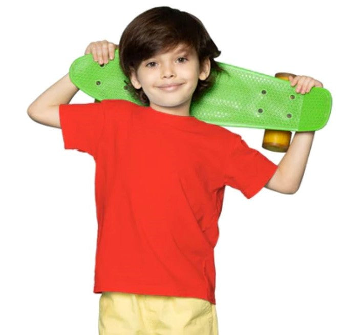 Boys red cotton half-sleeve t-shirt, comfortable casual wear for active play