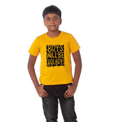 Boys cotton mustard half sleeve t-shirt, cool design for warm style