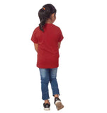Maroon cotton tribal half sleeve t-shirt for girls, vibrant print design