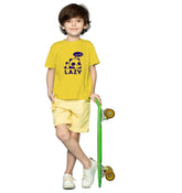 Mustard cotton half-sleeve t-shirt for boys, ideal for casual wear