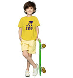 Boys cotton lazy half sleeve mustard t-shirt, perfect for casual wear