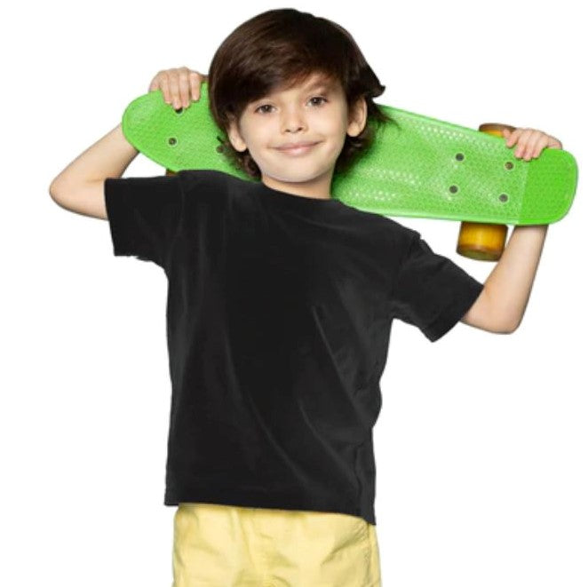 Boys black cotton half-sleeve t-shirt, casualwear for kids on clothing rack