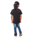 Girls black cotton half sleeve princess t-shirt, round neck design for girls fashion