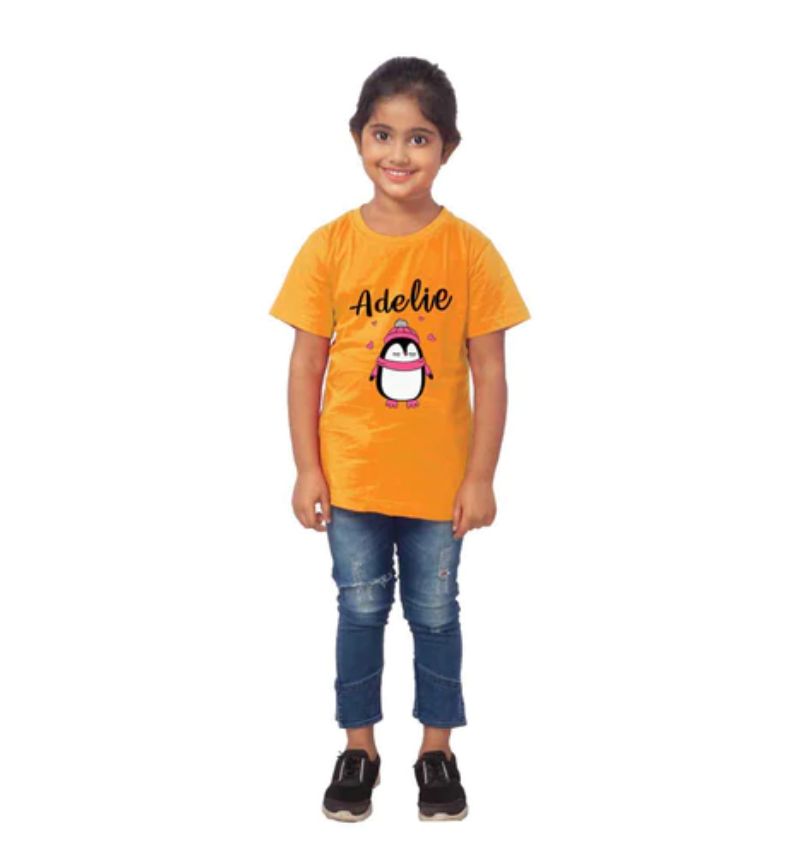Girls cotton half sleeve Adelie T-shirt (mustard) - vibrant mustard yellow top for girls