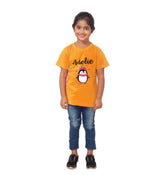 Girls cotton half sleeve Adelie T-shirt (mustard) - vibrant mustard yellow top for girls