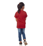 Girls maroon cotton panda half sleeve t-shirt with round neck, casual clothing for girls