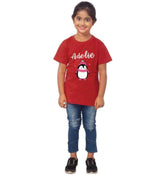 Maroon cotton girls' half sleeve Adelie t-shirt, casual clothing for young females
