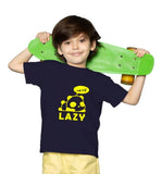 Boys cotton half-sleeve lazy t-shirt black, ideal for casual wear