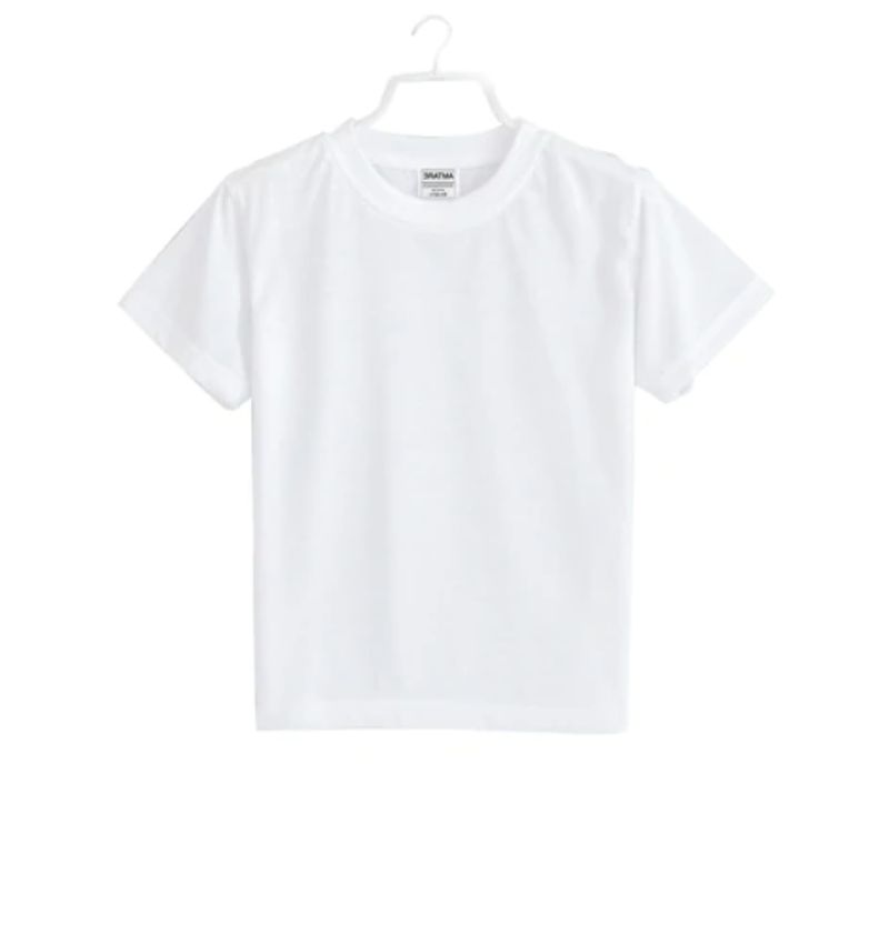 Boys cotton half-sleeve white t-shirt, round neck, suitable for boys' casual wear