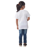 White cotton girls' half-sleeve princess t-shirt, round neckline for casual wear
