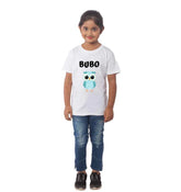 Girls cotton half sleeve Bubo T-shirt (white) - round neck, casual wear for girls