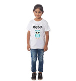 Girls cotton half sleeve Bubo T-shirt (white) - round neck, casual wear for girls