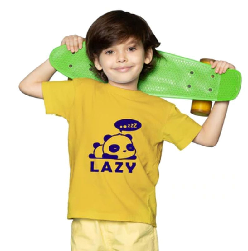 Boys cotton lazy half sleeve T-shirt (Mustard), vibrant yellow casual wear for kids