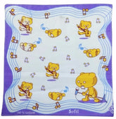 Multi-color assorted cotton handkerchiefs with cartoon music notes pattern, pack of 8 (may vary from images)