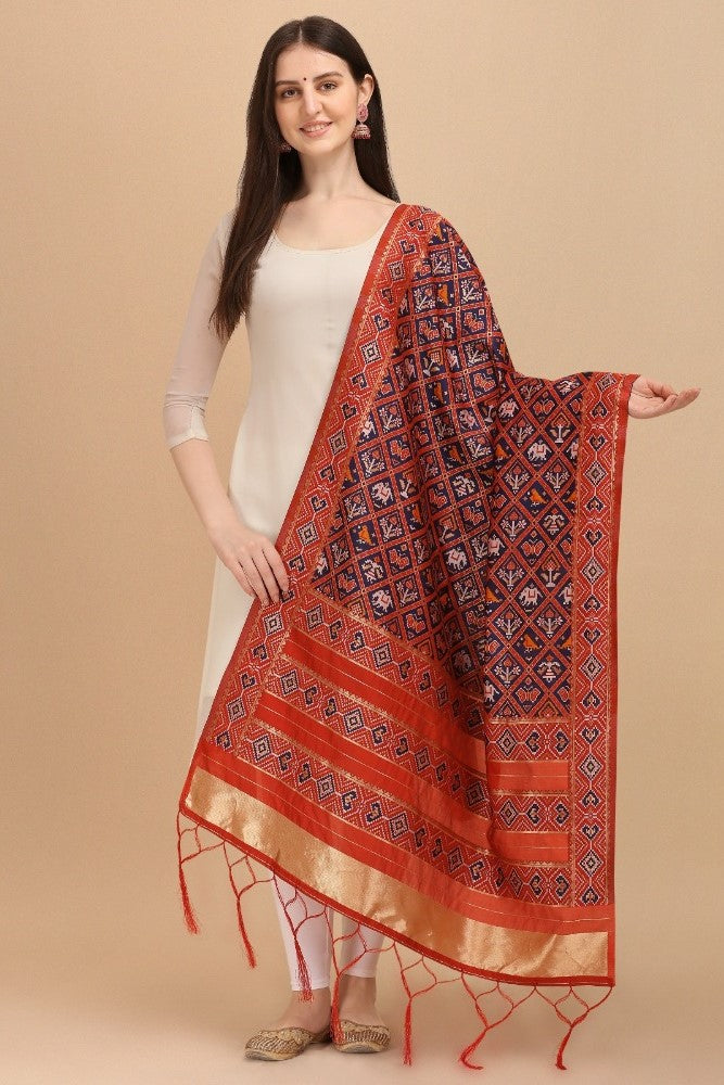 Purple Silk Zari weaving Duppatta (223m), traditional Indian wear with 36 inch width