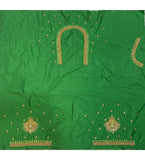 Green cotton silk self-design unstitched blouse piece for women's festive wear, do not bleach, slight color variation possible