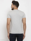 Grey printed crew neck cotton t-shirt, short sleeves, regular fit, India origin