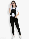 Fancy retro denim sleeveless dungaree jumpsuit, solid net design, XXL size from India