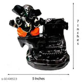 Large poly resin Ganesha idol set with 30 backflow incense cones. Indian artisan-crafted Buddha statue in big size