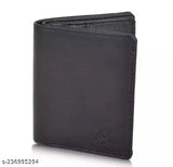 SAMTROH black two-fold PU leather mini wallet for men (6 card slots), sleek and stylish, perfect for modern minimalism