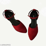 Red suede mules (ankle bellies) for women & girls - versatile, stylish, comfortable