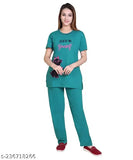 Imported cotton nightsuit for women, Disney and cartoon print pyjama set with short sleeves and velvet fabric