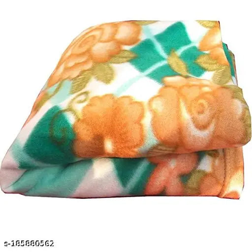 Floral print LODI 300 TC Polar Fleece single bed blanket, lightweight & comfy for chilly nights, free size (90x60 inches)
