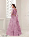 Embroidered net Lehenga Choli set, elegant Georgette fabric, Indian wedding ensemble with matching red blouse and net dupatta
