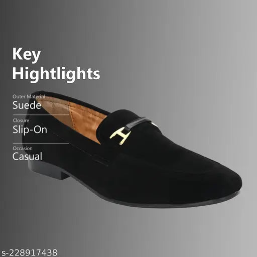 Velvet slip-on loafers (black), stylish comfortable shoes for men and boys, ideal for parties and casual wear