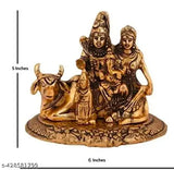 Metal Shiva family figurine set by Sheela Handicraft, 10cm x 10.5cm x 10cm home & office decor idols from India