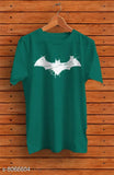 Oxford blue solid cotton round neck tee with Bat print, short sleeves for men's casual wear