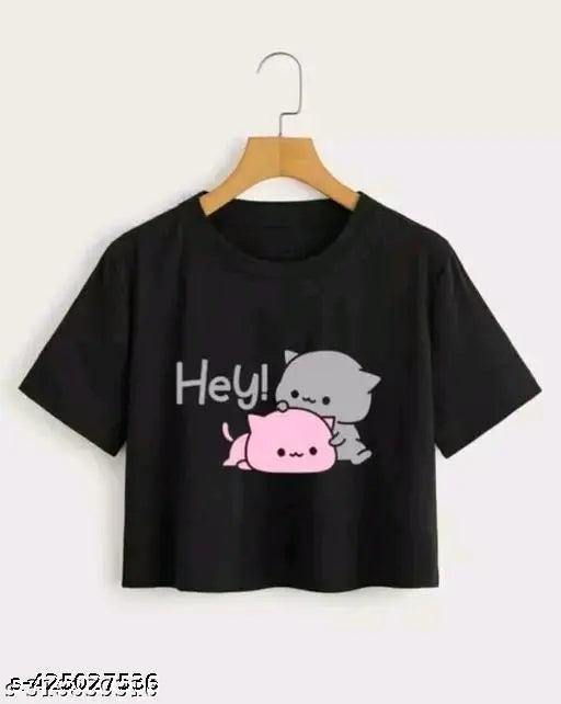 Pink cotton blend crop top & t-shirt set for women and girls. Versatile, stylish, premium fabric for a soft feel