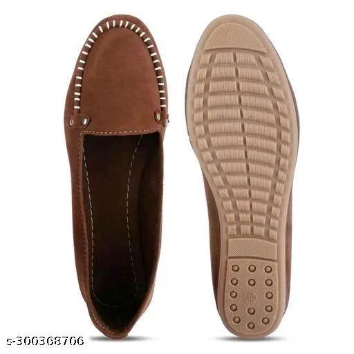 Brown suede loafer shoes with a textured sole. 112BROWN.