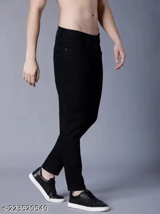 Black denim men's slim fit jeans by MARKVIEW - size 30 (waist 30in, length 39in), comfortable and stylish black pants for everyday wear