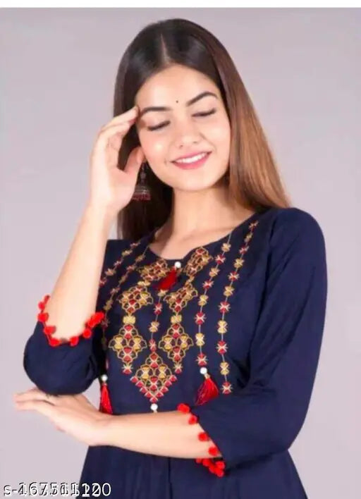 4 LATKAN Embroidered Blue kurti woman,s