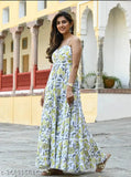 Rayon floral print flared kurti set, sleeveless women's kurti from India