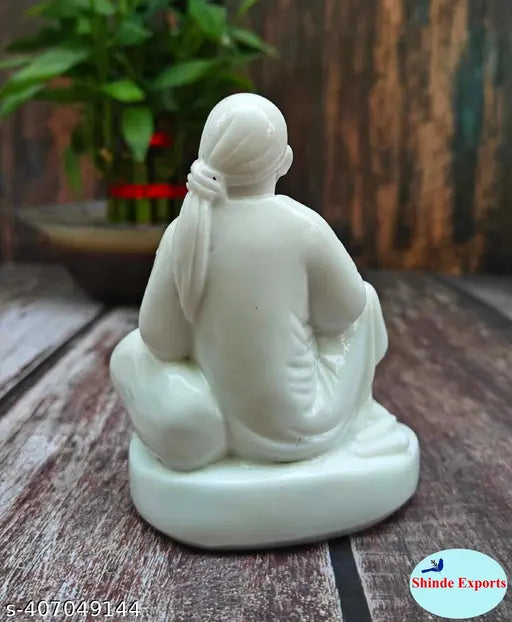 Marble Shirdi Saibaba Idol, 11cm x 9cm x 7cm, for car dashboard or home worship