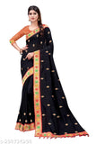 Black and gold embroidered saree with pallu