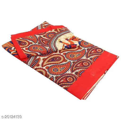 Red 120TC cotton double bedsheet and pillow cover set, Jaipuri-style flat sheets from UniqChoice