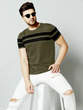 Multicolor striped cotton blend t-shirt for men, short sleeves, available in S, M, L, XL, XXL
